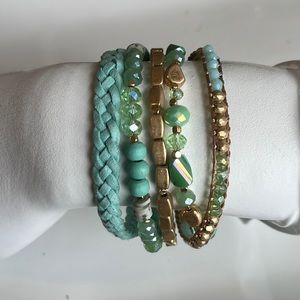 Multi Stranded Leather and Beaded Bracelet